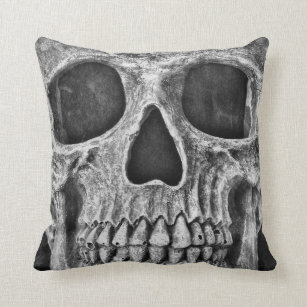 Gothic Skull Black And White Grunge Cool Cushion