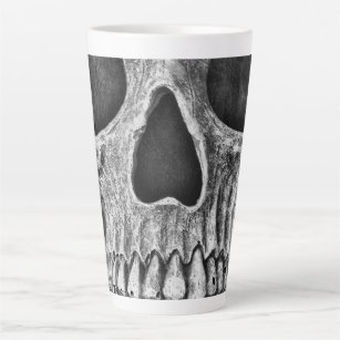 Gothic Skull Black And White Grunge Cool Latte Mug
