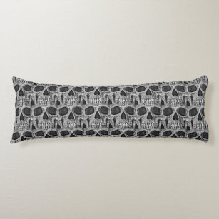 Gothic Skull Black And White Grunge Cool Pattern Body Cushion