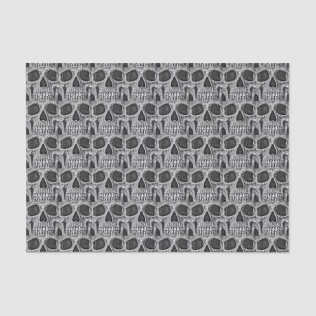 Gothic Skull Black And White Grunge Cool Pattern Tissue Paper (Front)