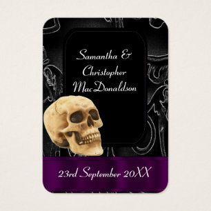 Gothic skull black wedding favour thank you tag