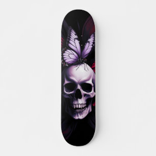 Gothic Skull Butterfly Skateboard Design