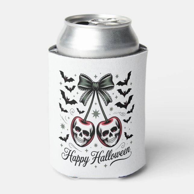 Gothic Skull Cherry Halloween Can Cooler (Can Front)