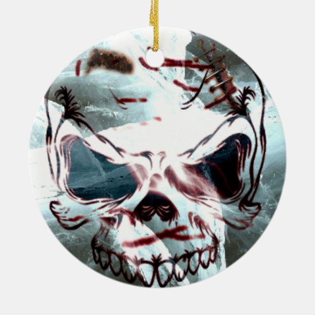 Gothic Skull Christmas Ornament (Back)