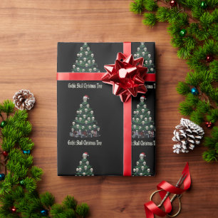Gothic Skull Christmas Tree Alternative Spooky Wrapping Paper