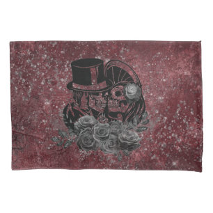 Gothic Skull Couple And Black Roses Eternal Love  Pillowcase