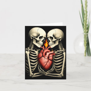 Gothic Skull Couple Flaming Heart Dark Romance Sty Card