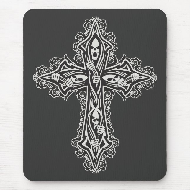 Gothic Skull Cross Mouse Pad (Front)