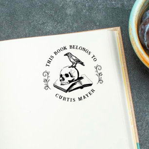 Gothic Skull & Crow 'From The Library Of' Stamp