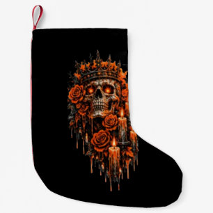Gothic Skull Crown Halloween Dark Roses Spooky Des Small Christmas Stocking