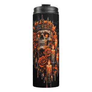 Gothic Skull Crown Halloween Dark Roses Spooky Des Thermal Tumbler