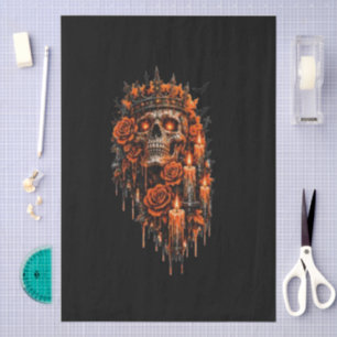 Gothic Skull Crown Halloween Dark Roses Spooky Des Tissue Paper