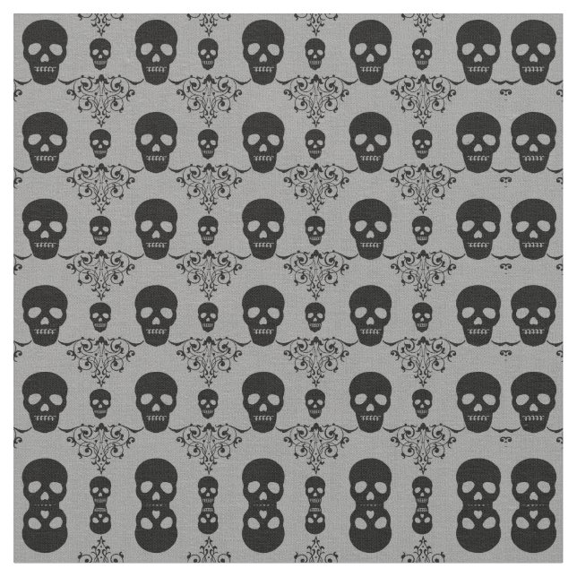 Gothic Skull Damask Fabric (Close Up)