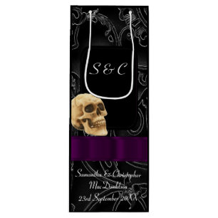 Gothic skull dark black themed wine gift bag