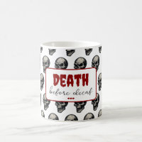 Gothic Skull ‘Death Before Decaf’ | Spooky Funny -