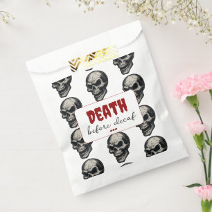 Gothic Skull ‘Death Before Decaf’ Spooky Funny - Favour Bags