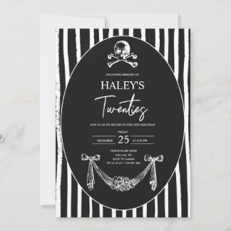 Gothic Skull Death to My 20s Funeral 30th Birthday Invitation