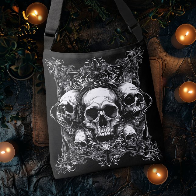 Gothic Skull Design Crossbody Bag (Creator Uploaded)