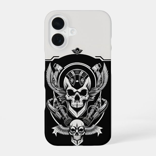 Gothic Skull Design iPhone 16 Case (Back)