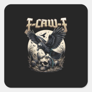 Gothic Skull F-Caw-F Crow Adult Humour Graphic  Square Sticker