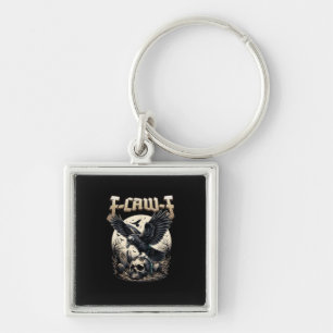 Gothic Skull F Caw F Crow Humor Graphic Key Ring