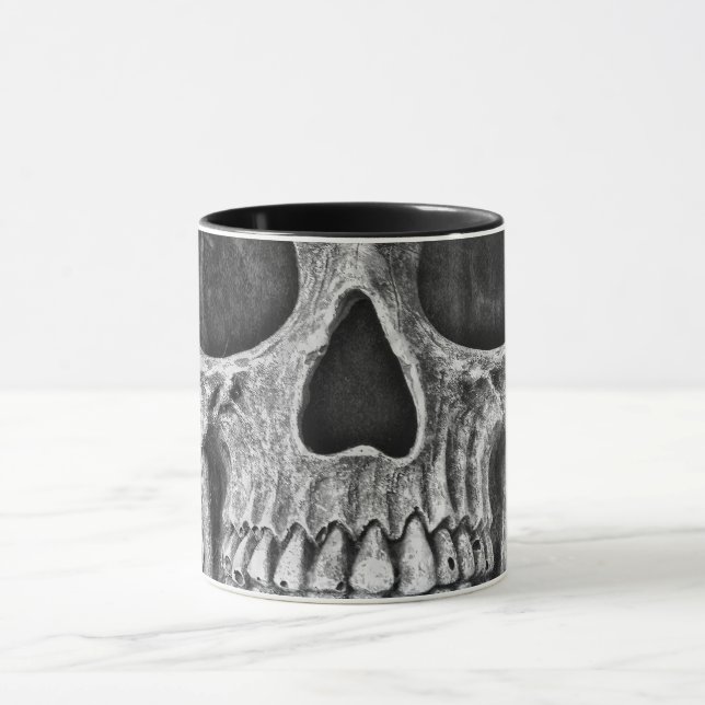 Gothic Skull Face Black And White Grunge Cool Mug (Center)