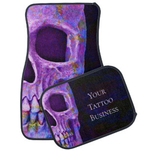 Gothic Skull Face Purple Blue Tattoo Shop Car Mat