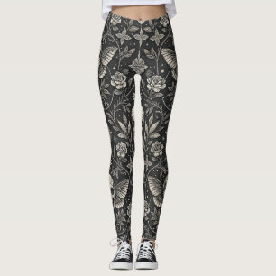 Gothic Skull Floral Celestial Pattern (1) Leggings