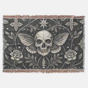 Gothic Skull Floral Celestial Pattern (1) Throw Blanket