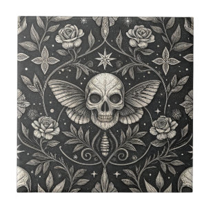 Gothic Skull Floral Celestial Pattern (1) Tile