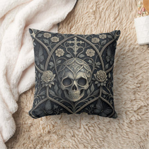 Gothic Skull Floral Celestial Pattern (2) Cushion