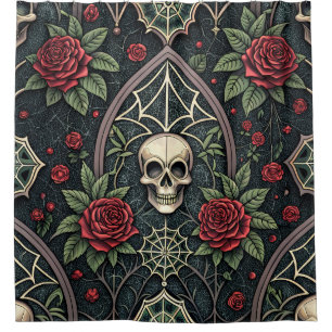 Gothic Skull Floral Celestial Pattern (3) Shower Curtain
