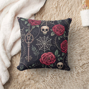 Gothic Skull Floral Celestial Pattern (4) Cushion