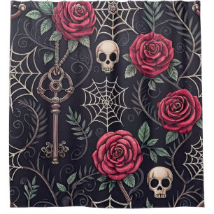 Gothic Skull Floral Celestial Pattern (4) Shower Curtain