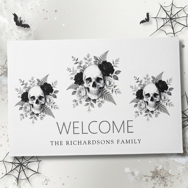 Gothic Skull Floral Halloween Doormat (Creator Uploaded)
