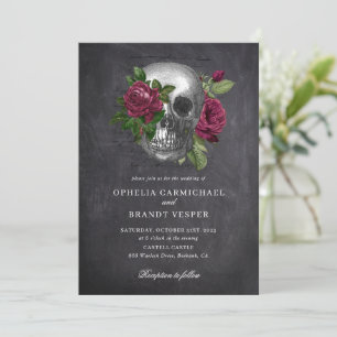 Gothic Skull Floral Wedding Invitation