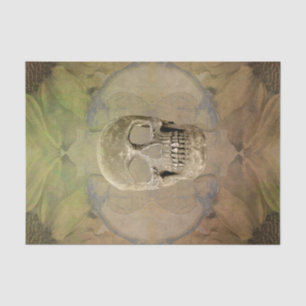 Gothic Skull Floral Yellow Gold Texture Vintage Tissue Paper
