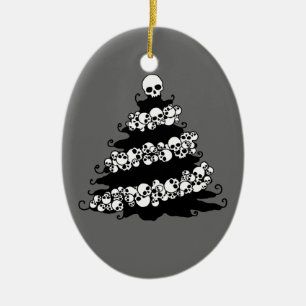 Gothic Skull Garland Tree Ceramic Tree Decoration