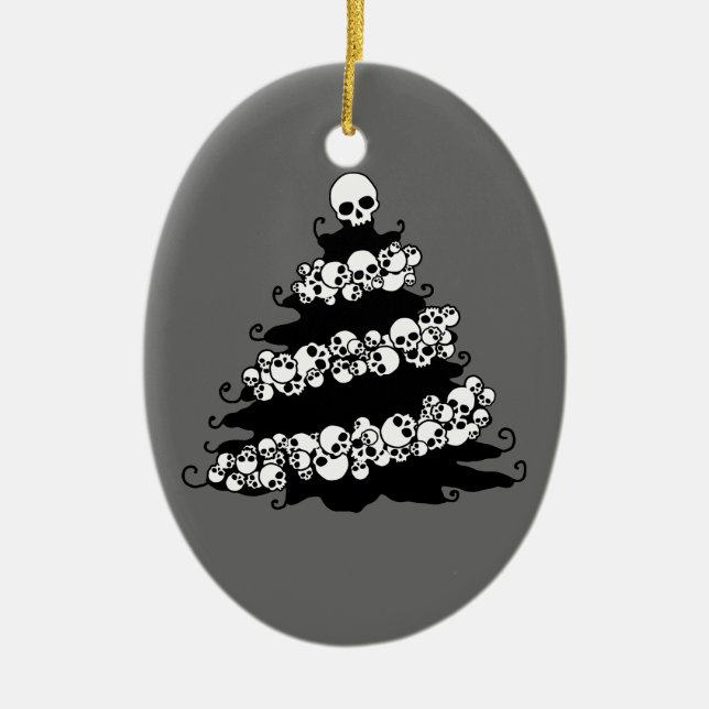Gothic Skull Garland Tree Ceramic Tree Decoration (Front)