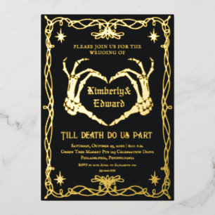 Gothic Skull Hallowedding Retro Wedding Invitation