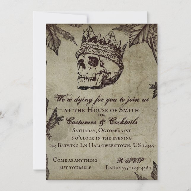 Gothic Skull Halloween Invitation (Front)