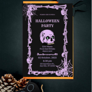 Gothic Skull Halloween Invitation Dark & Elegant