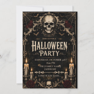 Gothic Skull Halloween Party Invitation