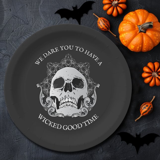 Gothic Skull Halloween Party Paper Plate (Gothic Skull Halloween Party Paper Plates)