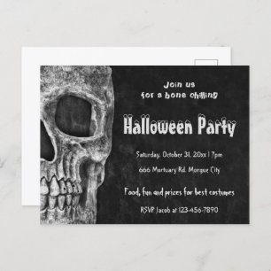 Gothic Skull Halloween Party Spooky Budget Postcard