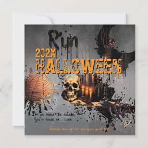 Gothic Skull Haunted Mirror Halloween Invitation