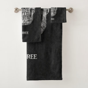 Gothic Skull Head Black And White Custom Bath Towel Set