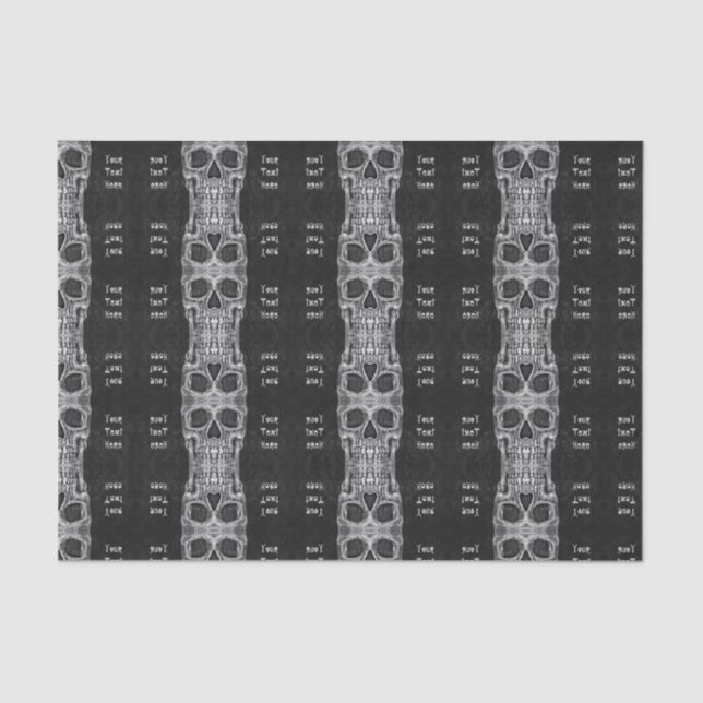 Gothic Skull Head Black And White Pattern Tissue Paper (Front)