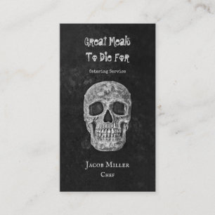 Gothic Skull Head Black White Catering Business Card