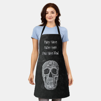 Gothic Skull Head Funny Black White Texture Grunge Apron